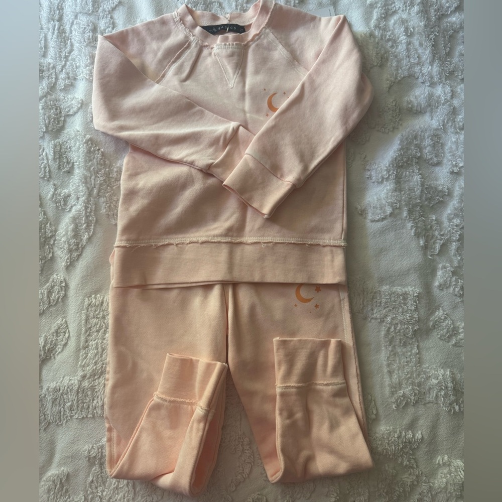 Kids Joggers Jogging Set Pants Sweatshirt  Size 2T Peach Miki Miette
